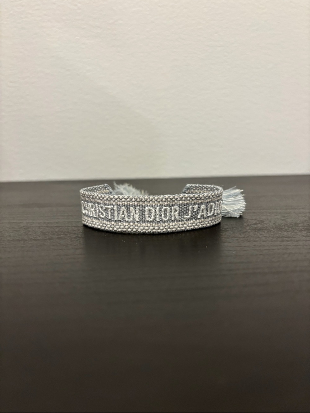 Christian dior J’adior grey and white cotton woven adjustable bracelet